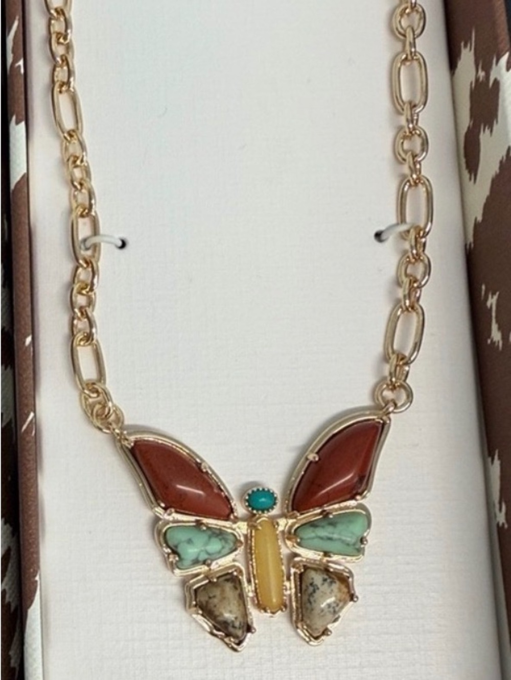 Piper K Gold-Tone Multistone Butterfly Pendant Necklace